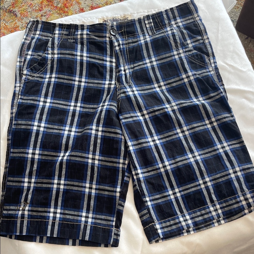 Abercrombie & Fitch Men's Navy and White Plaid Shorts 34 label cut off - Picture 1 of 4